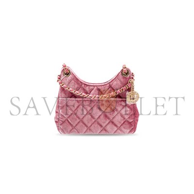 CHANEL MASTER WAVE CC HOBO SMALL PINK VELVET AS4323 (19*17*6cm)
